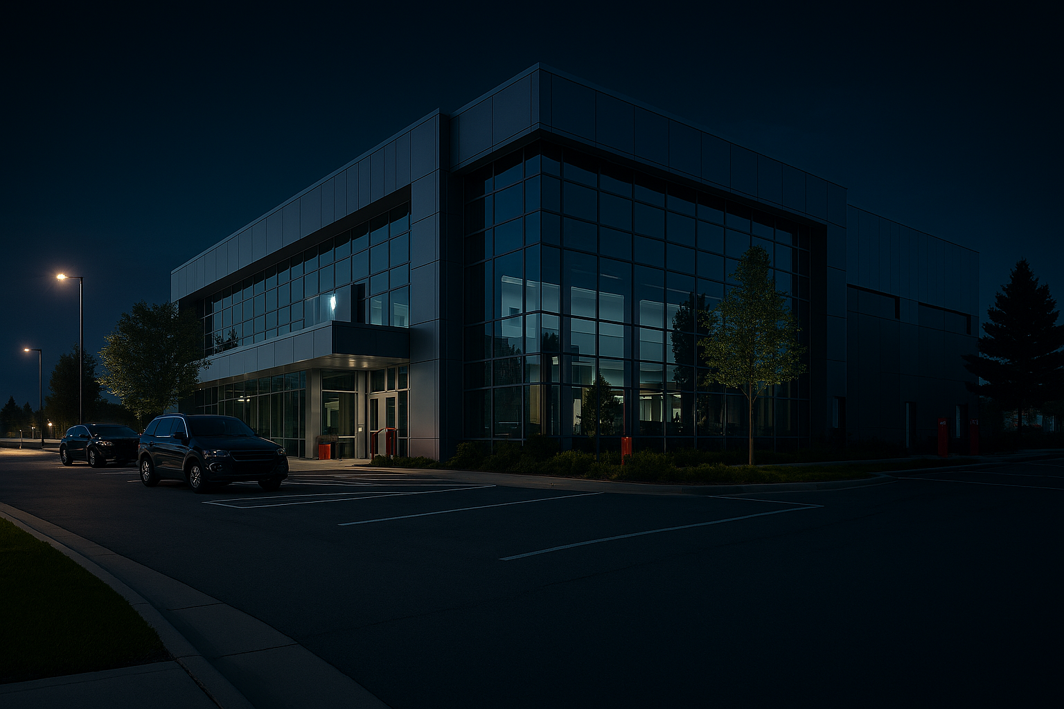 office warehouse at night